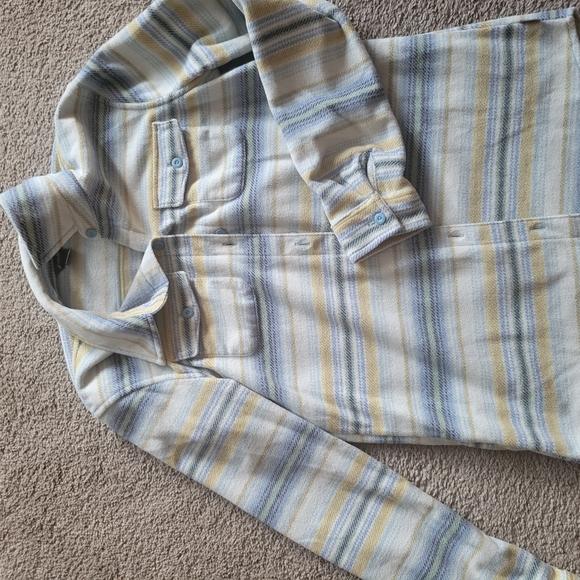 Eddie Bauer Women's Striped Cardigan - Blue, Yellow, Cream - Picture 1 of 4
